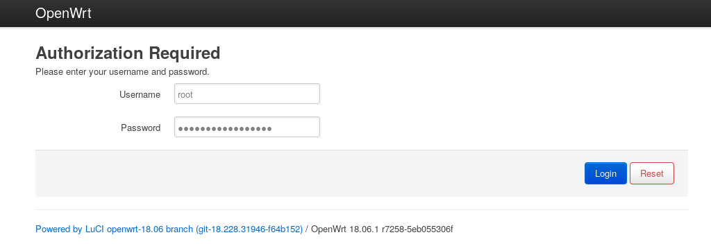 OpenWrt登陆界面